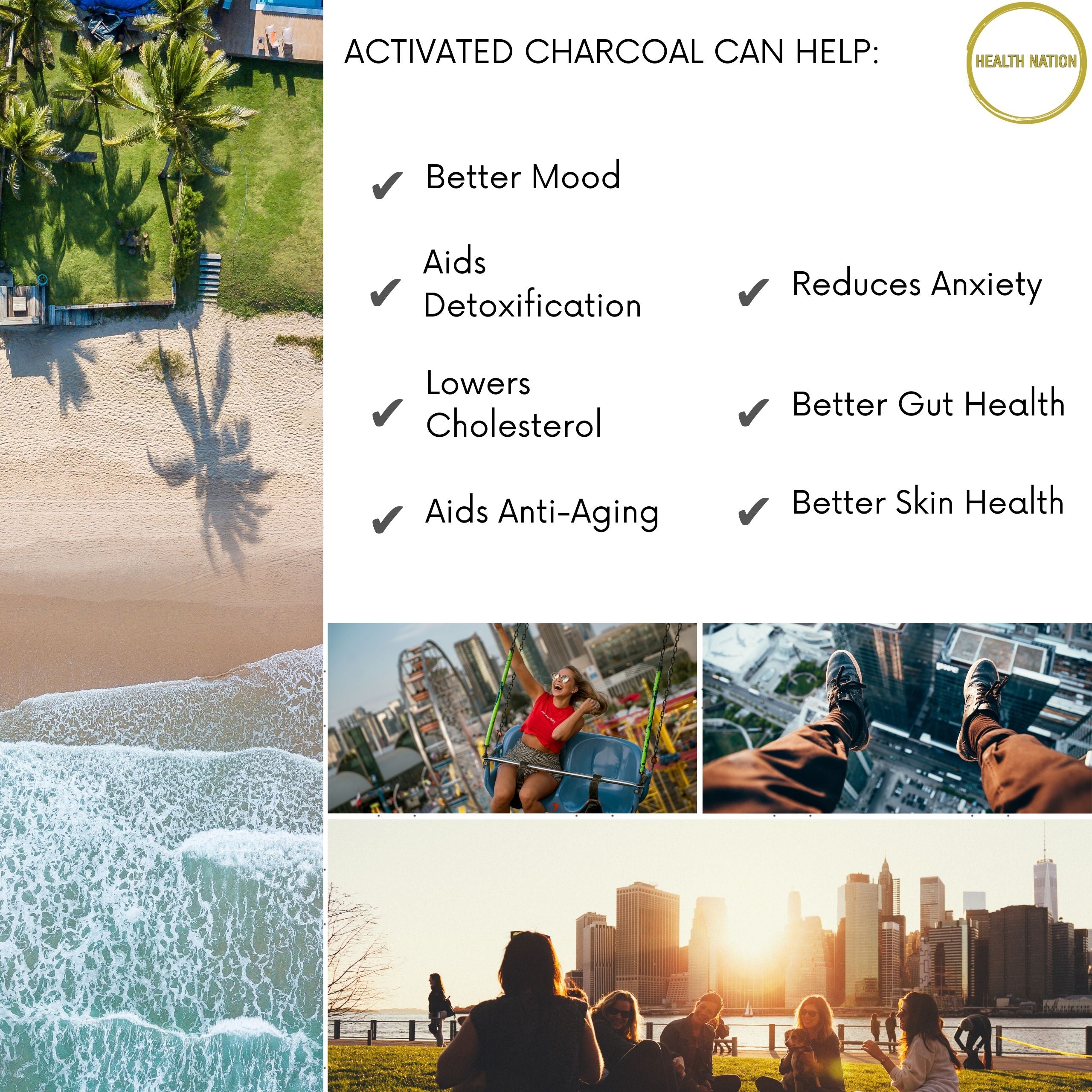 Activated Charcoal | Helps with Vibrant Skin, Anti-aging, Mood, Detox, Anxiety and Gut/Digestion | Made in UK | 300mg 120 Capsules - Health Nation