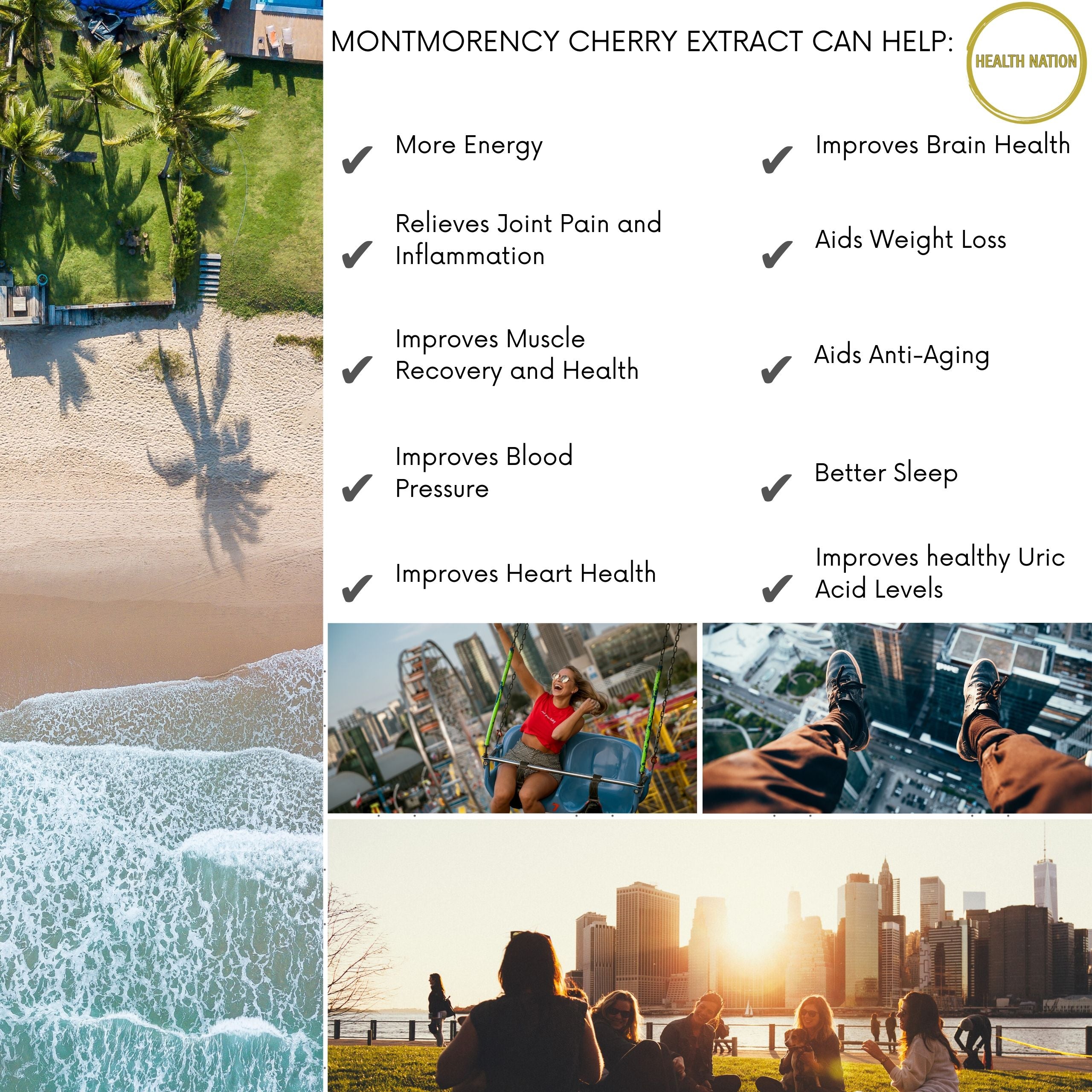 Montmorency Cherry Extract | Helps with Sleep, Joint Pain and Weight Loss | Made in UK | 750mg 60 Capsules - Health Nation