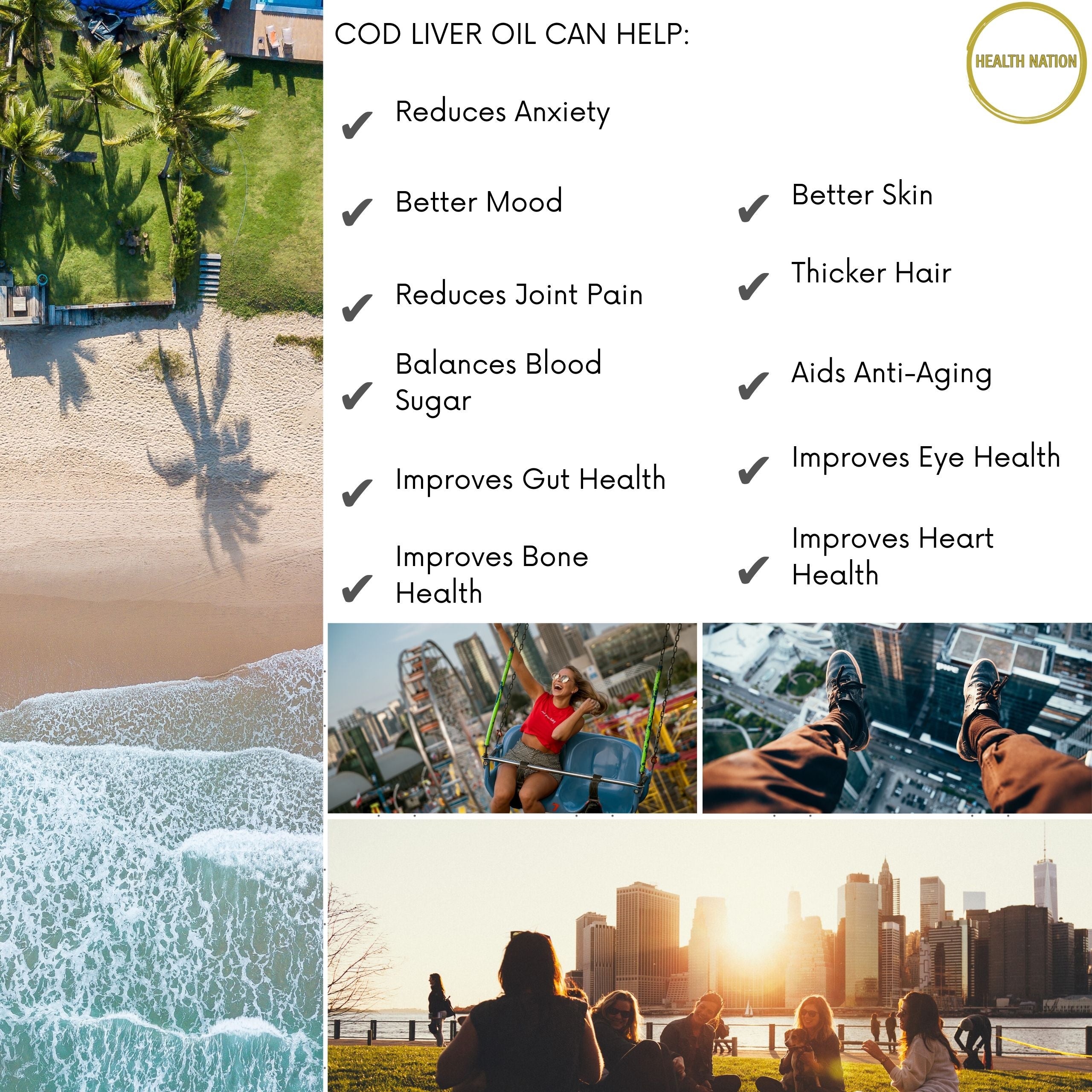 Cod Liver Oil | Helps with Anxiety, Mood, Joint Pain, Eye Support, Anti-Ageing and Balances Blood Sugar | Made in UK | 1000mg 90 Capsules - Health Nation