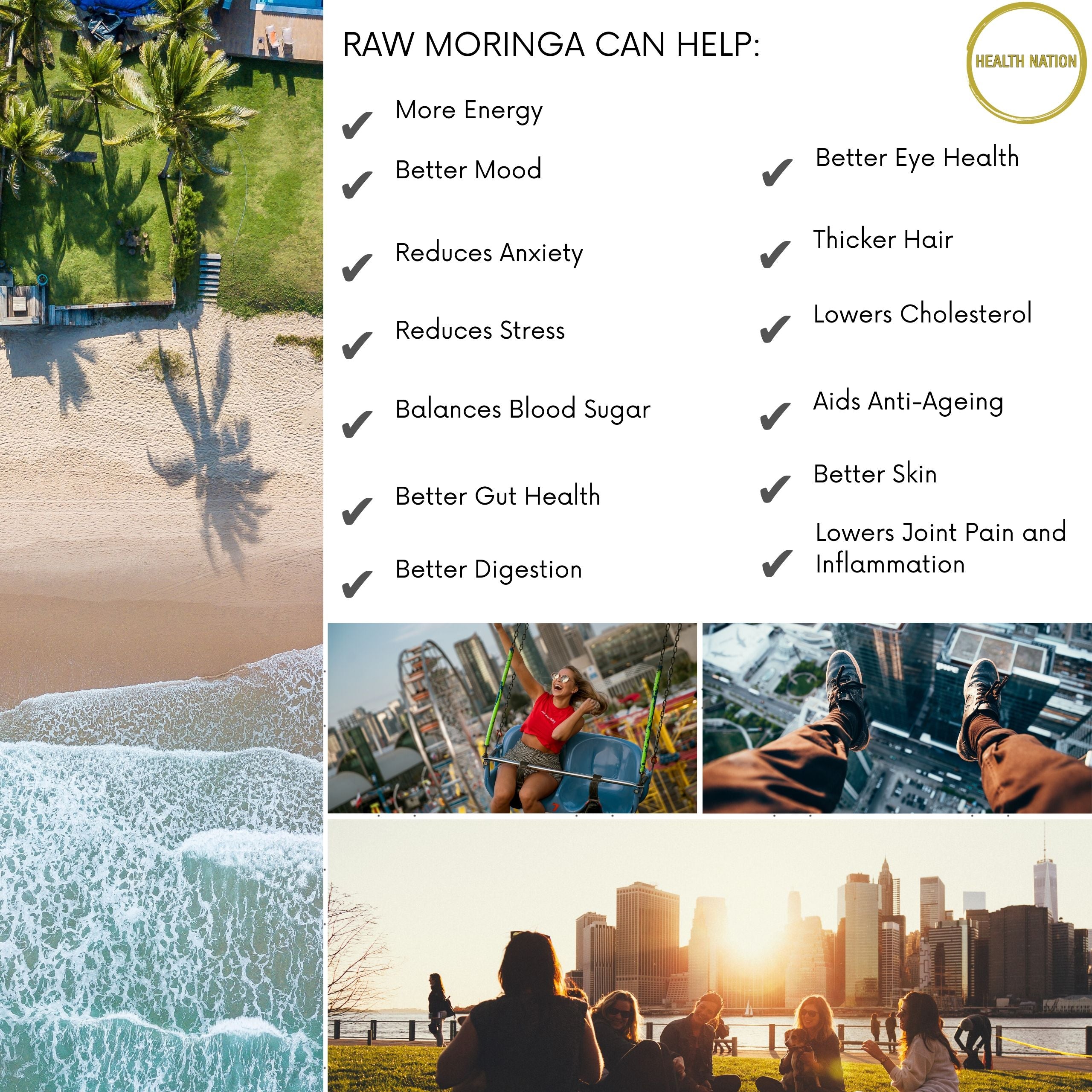 Raw Moringa | Most nutritious superfood on the Planet | Helps with Anxiety, Stress, Mood, Energy, Gut/Digestion, Hair Loss, Eye Health, Anti-Ageing and Balances Blood Sugar | Made in UK | 500mg 120 Capsules - Health Nation