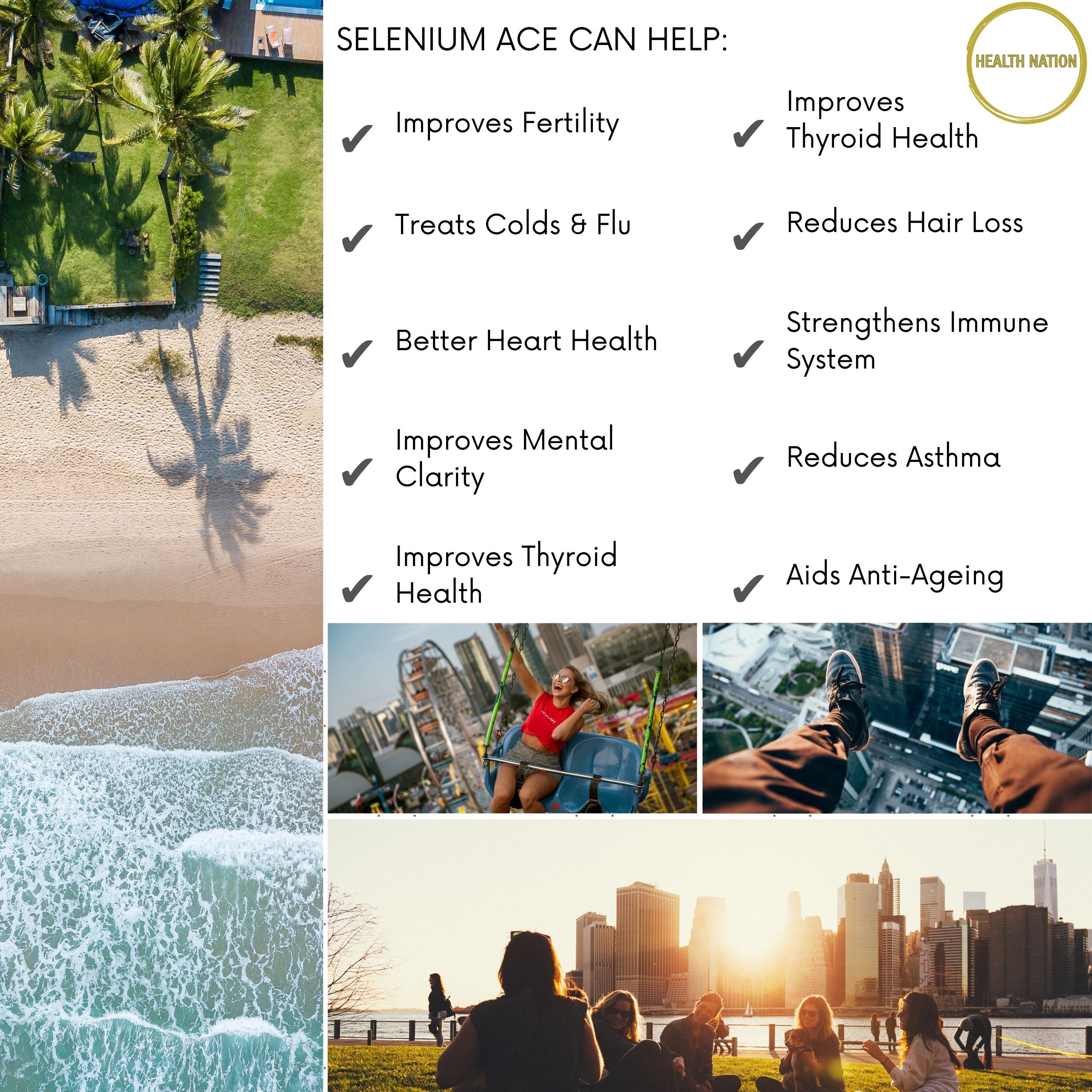 Selenium ACE | Helps with Fertility, Hair, Cold/Flu, Anti-Ageing and Mental Clarity | Made in UK | 365 Tablets - Health Nation