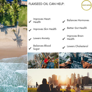 Flaxseed Oil | Helps with Vibrant Skin, Anxiety, Balances Blood Sugar and Hormones | Made in UK | 1000mg 90 Capsules - Health Nation