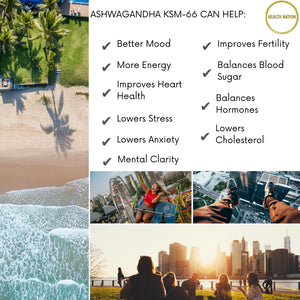 Ashwagandha KSM-66 | Helps with Anxiety, Stress, Mood, Fertility and Energy | Made in UK | 500mg 90 Capsules - Health Nation