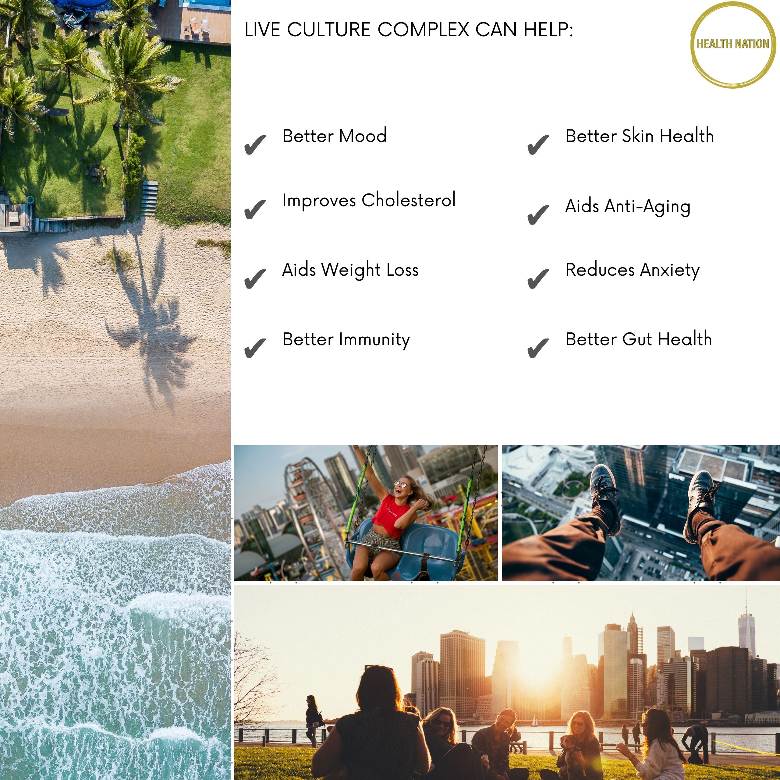 Live Culture Complex | Helps with Anxiety, Mood, Gut/Digestion, Anti-Ageing, Vibrant Skin and Weight Loss | Made in UK | 20 Billion CFU 120 Capsules - Health Nation