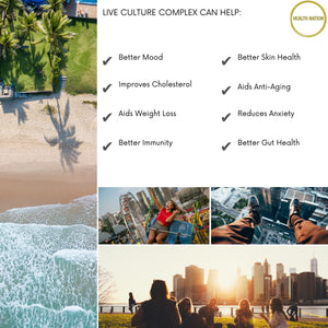 Live Culture Complex | Helps with Anxiety, Mood, Gut/Digestion, Anti-Ageing, Vibrant Skin and Weight Loss | Made in UK | 20 Billion CFU 120 Capsules - Health Nation