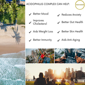 Acidophilus Probiotic Complex | Extra Strength | Helps with Vibrant Skin, Mood, Anti-aging, Anxiety, Gut/Digestion and Weight Loss | Made in UK 120 Capsules - Health Nation