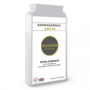 Ashwagandha KSM-66 | Helps with Anxiety, Stress, Mood, Fertility and Energy | Made in UK | 500mg 90 Capsules - Health Nation