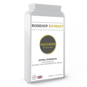 Rosehip Extract | Helps with Gut/Digestion, Kidney Health, Cold/Flu, Joint Pain, Weight Loss and Anti-Ageing | Made in UK | 5000mg 120 Tablets - Health Nation