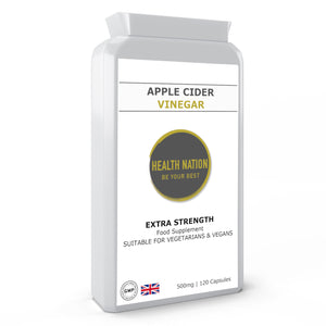 Apple Cider Vinegar | Helps with Gut/Digestion, Energy and Weight Loss | Made in UK | 500mg 120 Capsules - Health Nation