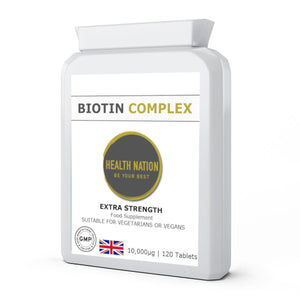Biotin | Helps with Vibrant Skin, Hair, Nails and Prenatal Support | Made in UK | 10,000mcg 120 Tablets - Health Nation
