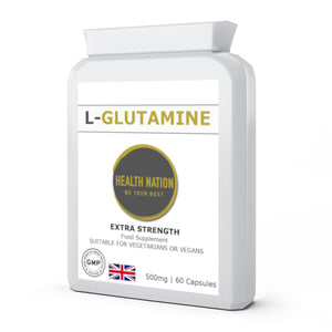L-Glutamine | Helps with Vibrant Skin, Gut/Digestion, Balances Blood Sugar and Weight Loss | Made in UK | 500mg 90 Capsules - Health Nation