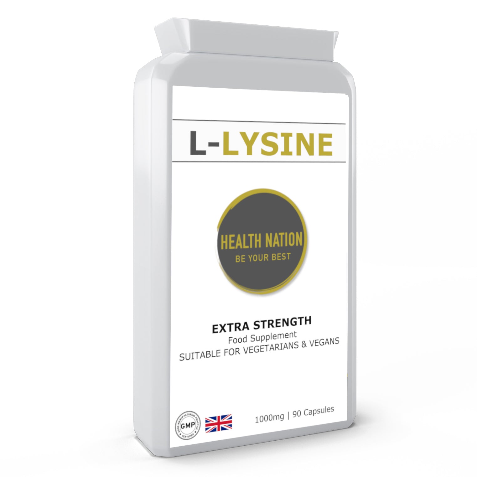 L-Lysine | Helps with Anxiety, Mood, Energy, Gut/Digestion and Balances Blood Sugar | Made in UK | 1000mg 90 Tablets - Health Nation