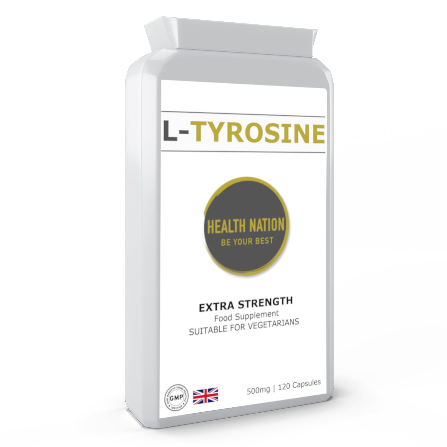 L-Tyrosine | Helps with Mood, Stress, Mental Clarity and Performance| Made in UK | 500mg 120 Capsules - Health Nation