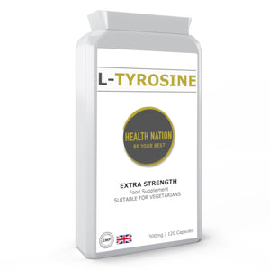 L-Tyrosine | Helps with Mood, Stress, Mental Clarity and Performance| Made in UK | 500mg 120 Capsules - Health Nation