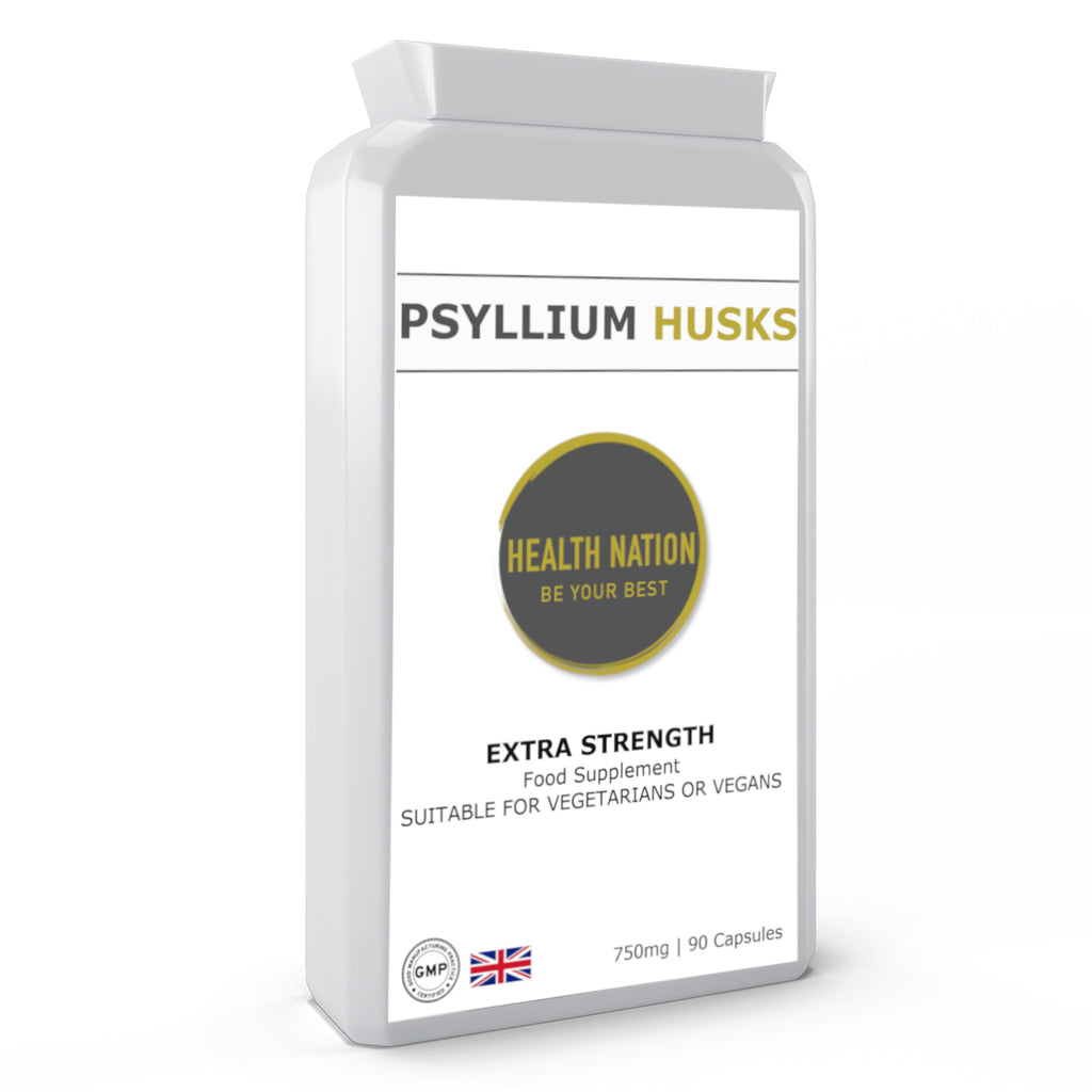 Psyllium Husks | Helps with Weight Loss, Gut/Digestion and Balances Blood Sugar | Made in UK | 750mg 90 Capsules - Health Nation